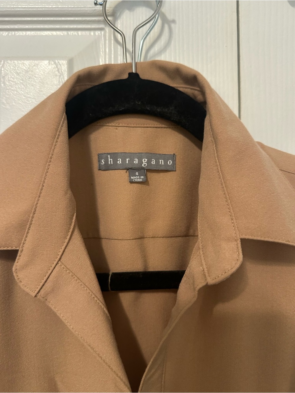 Sharagano Camel Tan Puff-Sleeve Shirt Dress - Picture 2 of 4